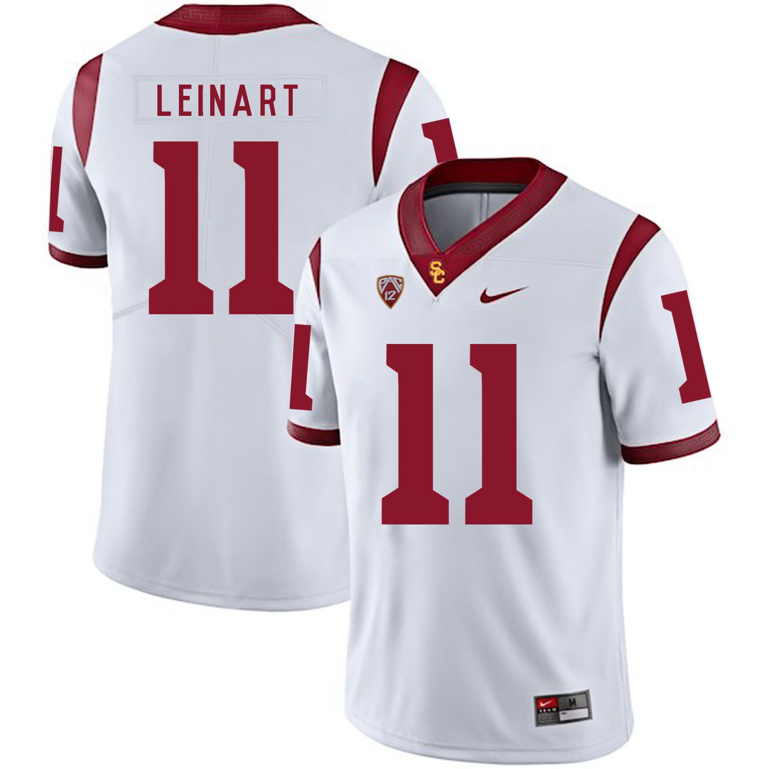 Men USC Trojans 11 Leinart White Customized NCAA Jerseys